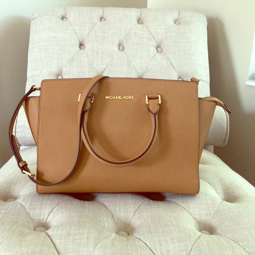 Michael Kors Selma Saffino Leather Medium Satchel